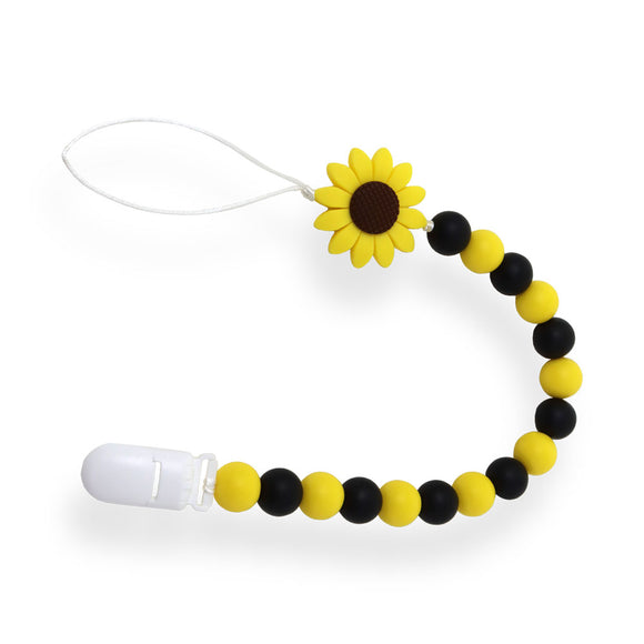Adult Silicone Teether & Pacifier Clip - Yellow/Black