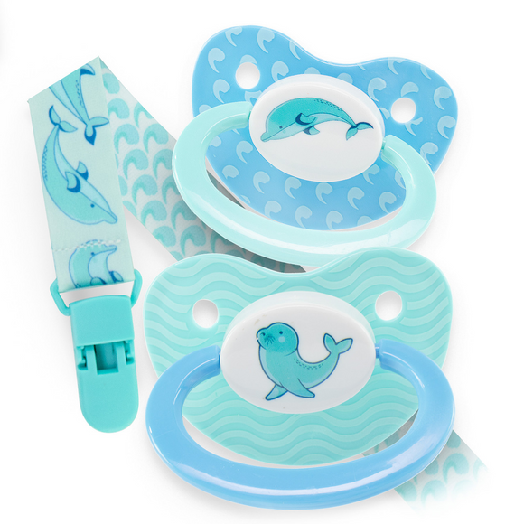 Adult Pacifiers with Clip - Dolphin (2-Pack) – My Inner Baby