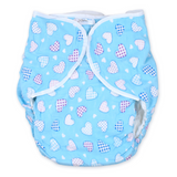 Omutsu Bulky Nighttime Cloth Diaper - Blue Hearts