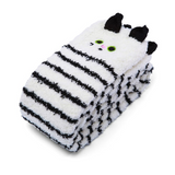 LFB Coral Fleece Thigh High Socks - Black & White Cat