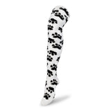LFB Coral Fleece Thigh High Socks - White with Black Paws