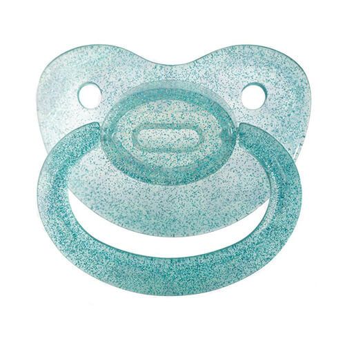 Adult Baby Size 6 Clear Glitter Pacifier - Teal