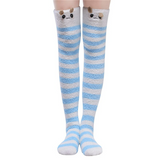 LFB Coral Fleece Thigh High Socks - Blue Panda