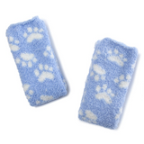 LFB Coral Fleece Thigh High Socks - Blue with White Paws