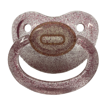 Adult Baby Size 6 Clear Glitter Pacifier - Pink