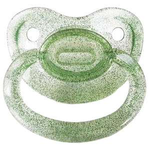 Adult Baby Size 6 Clear Glitter Pacifier - Green