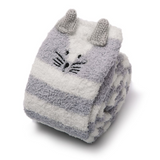 LFB Coral Fleece Thigh High Socks - Grey Cat