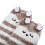 LFB Coral Fleece Thigh High Socks - Owl