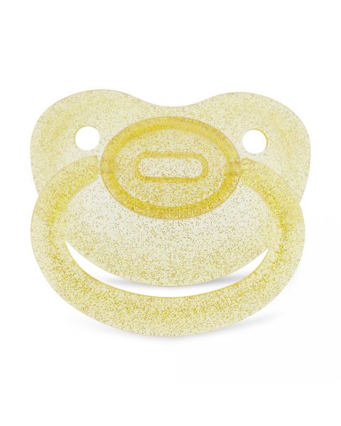 Adult Baby Size 6 Clear Glitter Pacifier - Gold