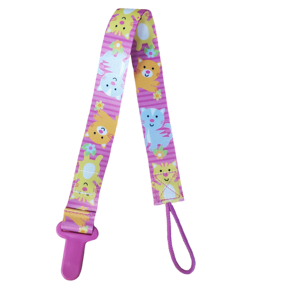 Pacifier Clip - Pink Cats