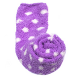 LFB Coral Fleece Thigh High Socks - Purple Dots