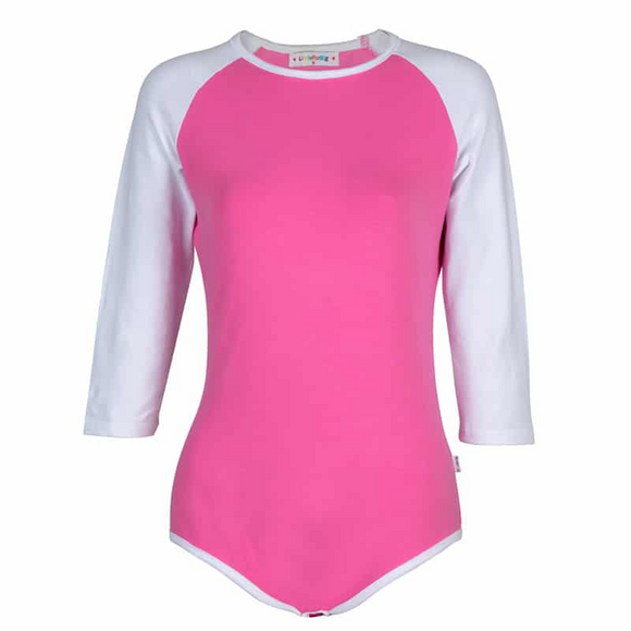 LFB Baseball Reglan Sleeves Pink Bodysuit