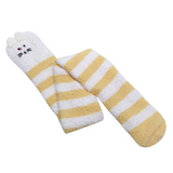 LFB Coral Fleece Thigh High Socks - Yellow Cat